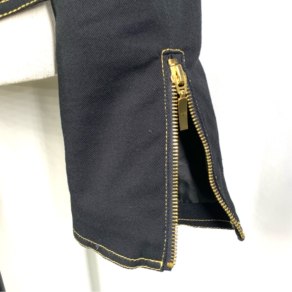 ❗️SOLD❗️Y2K Georgiou Studio Black Denim Tailored Mock Neck Zip Jacket S - Picture 7 of 11
